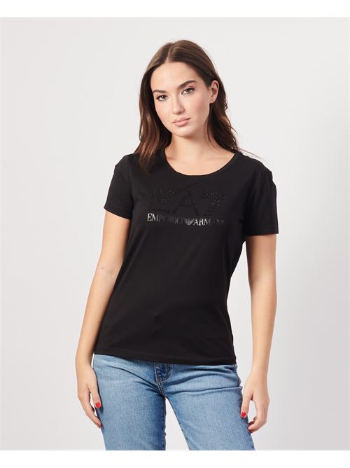 T-shirt à col rond EA7 en coton avec logo EMPORIO ARMANI EA7 | 6DTT14-TJQCZ1200